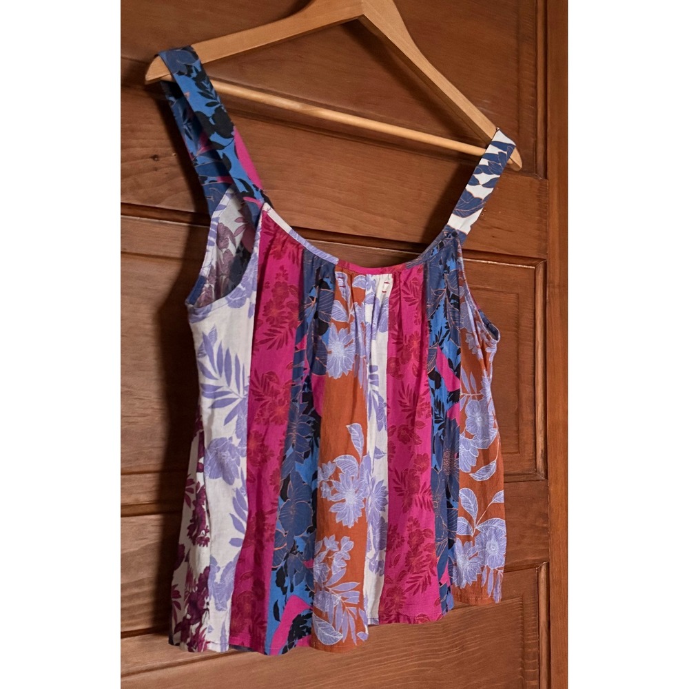 XiRENA Luna Tank Top Pinks Floral Patchwork Cotton Sleeveless Blouse Small
